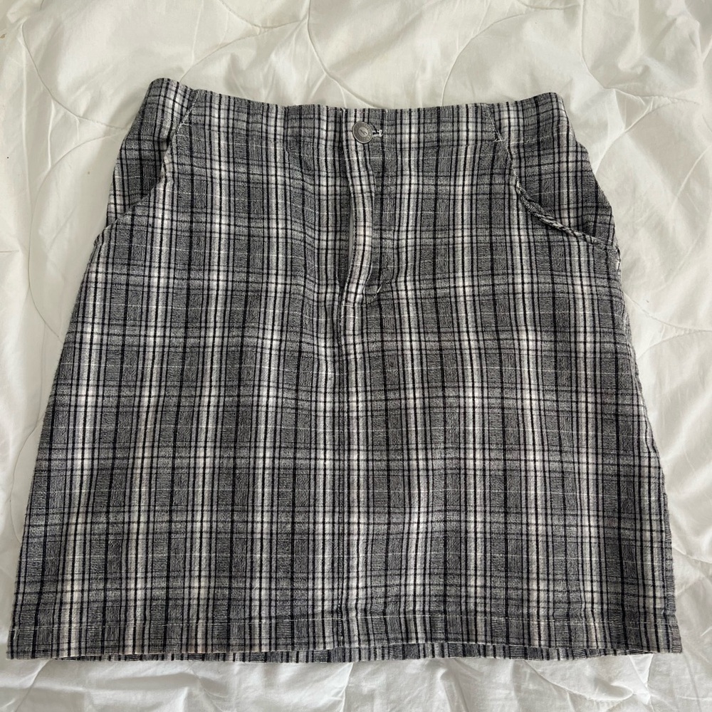 Hollister Black and White Plaid Mini Skirt